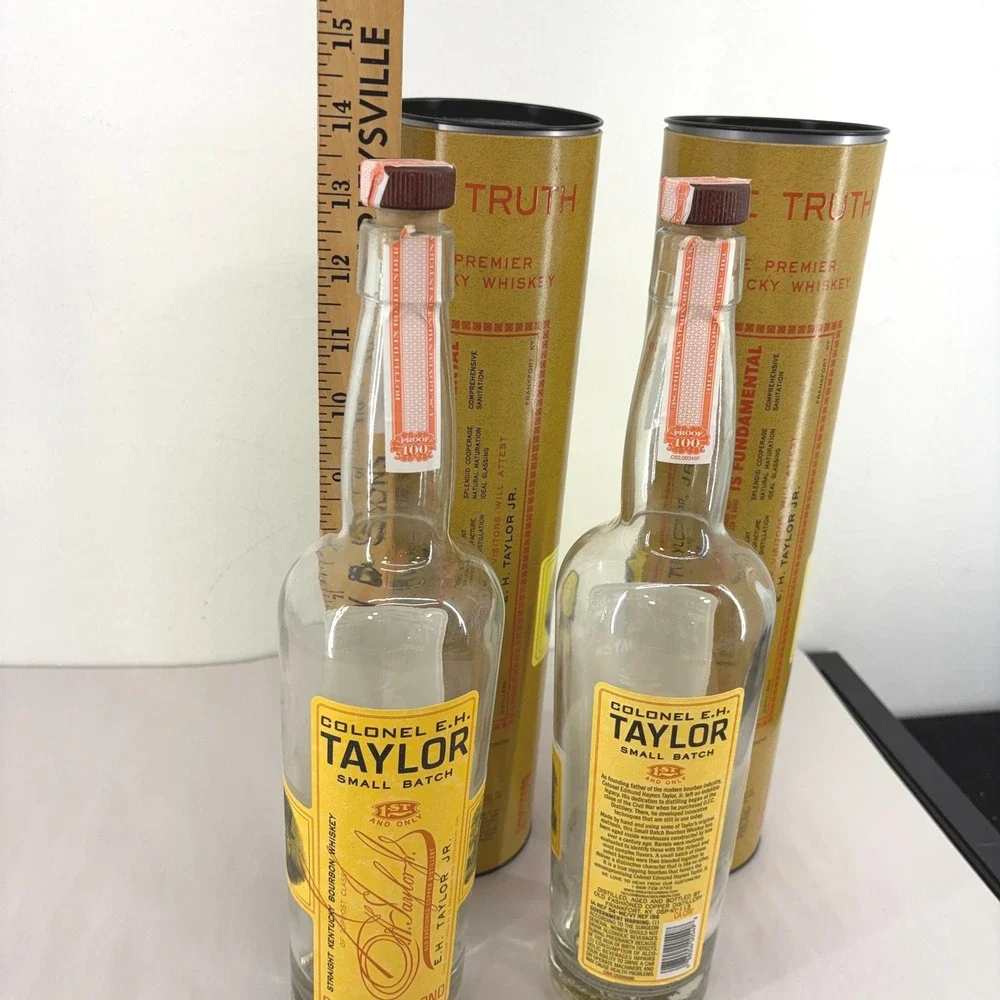 Colonel E.H. Taylor Jr Small Batch Empty Bourbon Bottles with Tube Box Lot of 2